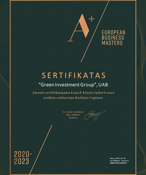A+ "European Business Masters 2023" Certificate